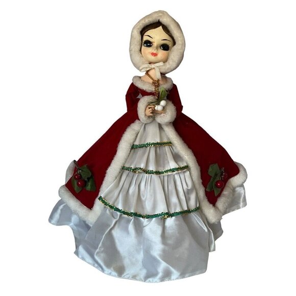 Artmark Other - Artmark 1977 Boudoir 15" Big Eyes Christmas Doll Red Dress Victorian Vtg Korea